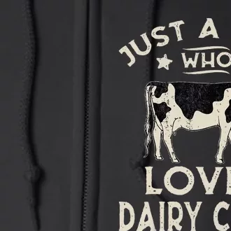 Just A Boy Who Loves Dairy Cows Funny Dairy Cow Lovers Full Zip Hoodie