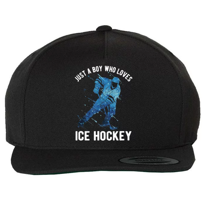 Just A Boy Who Loves Ice Hockey Wool Snapback Cap