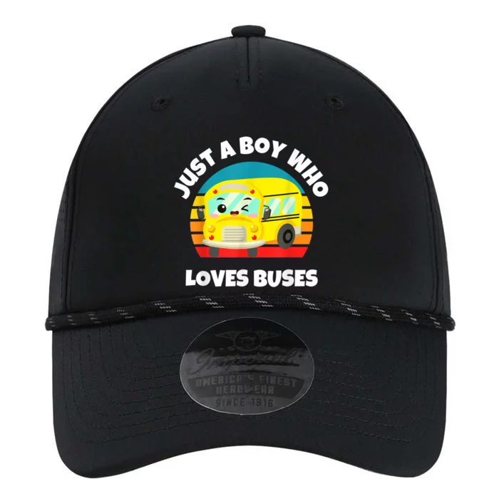 Just A Boy Who Loves Buses Birthday Yellow School Bus Lover Performance The Dyno Cap