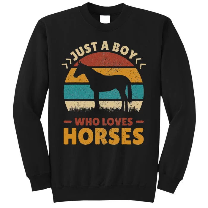 Just A Boy Who Loves Horses Horse Stuff Horse Lover Tall Sweatshirt