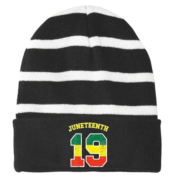 Juneteenth Ancestors Black Pride African American June 19 Striped Beanie with Solid Band