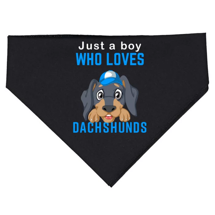 Just A Boy Who Loves Dachshunds USA-Made Doggie Bandana