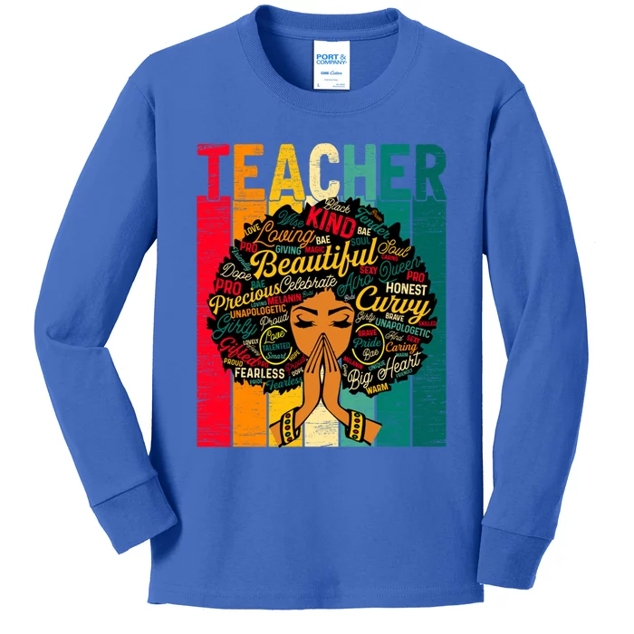 Juneteenth Afro Black History Month African American Teacher Gift Kids Long Sleeve Shirt