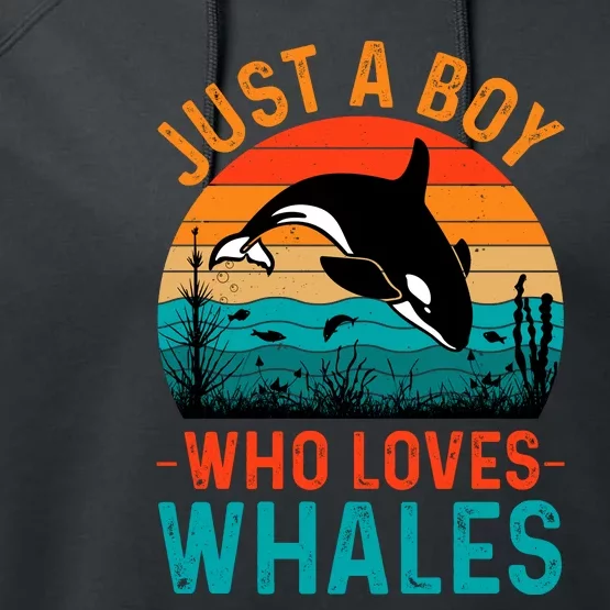 Just A Boy Who Loves Whales Performance Fleece Hoodie