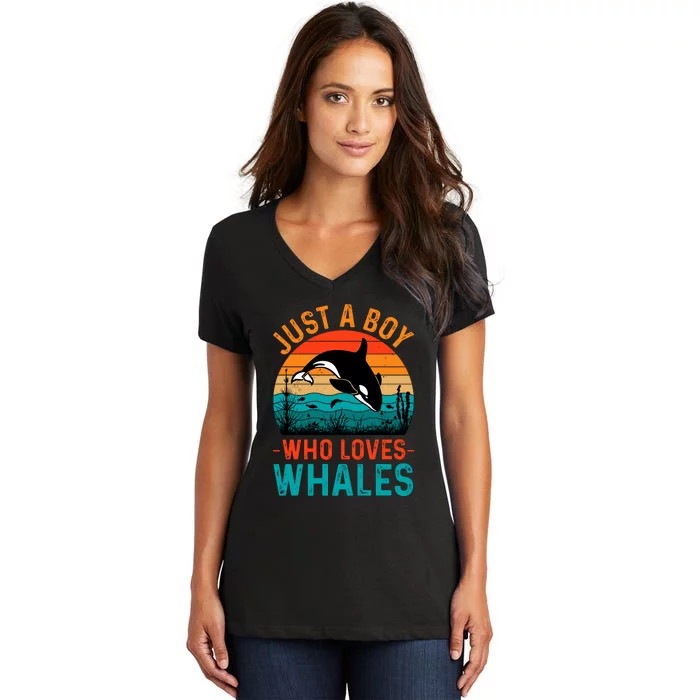 Just A Boy Who Loves Whales Women's V-Neck T-Shirt