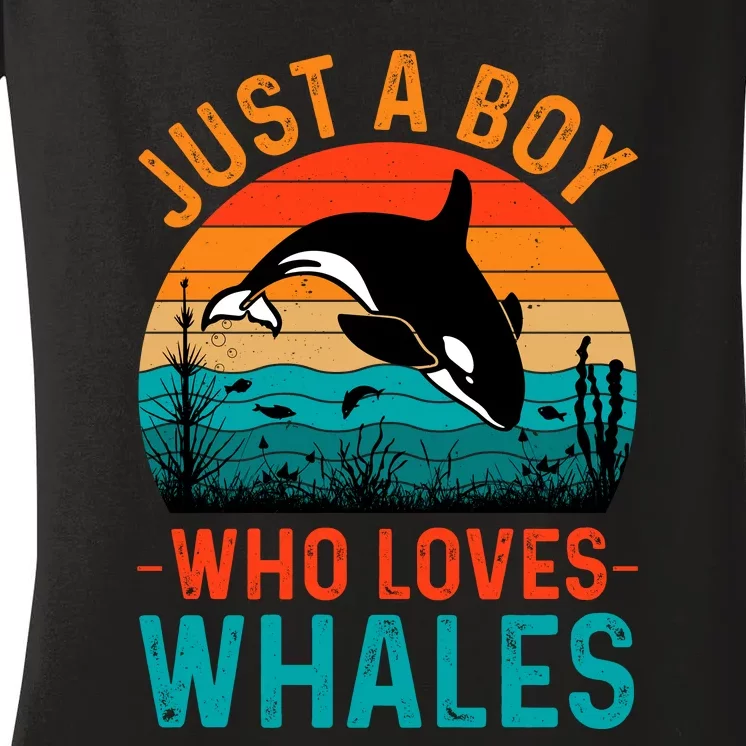 Just A Boy Who Loves Whales Women's V-Neck T-Shirt