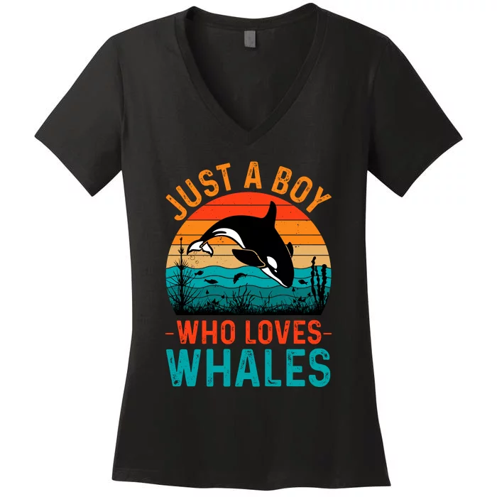 Just A Boy Who Loves Whales Women's V-Neck T-Shirt