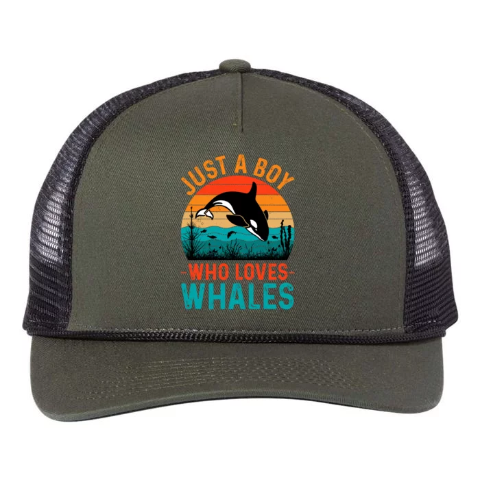 Just A Boy Who Loves Whales Retro Rope Trucker Hat Cap