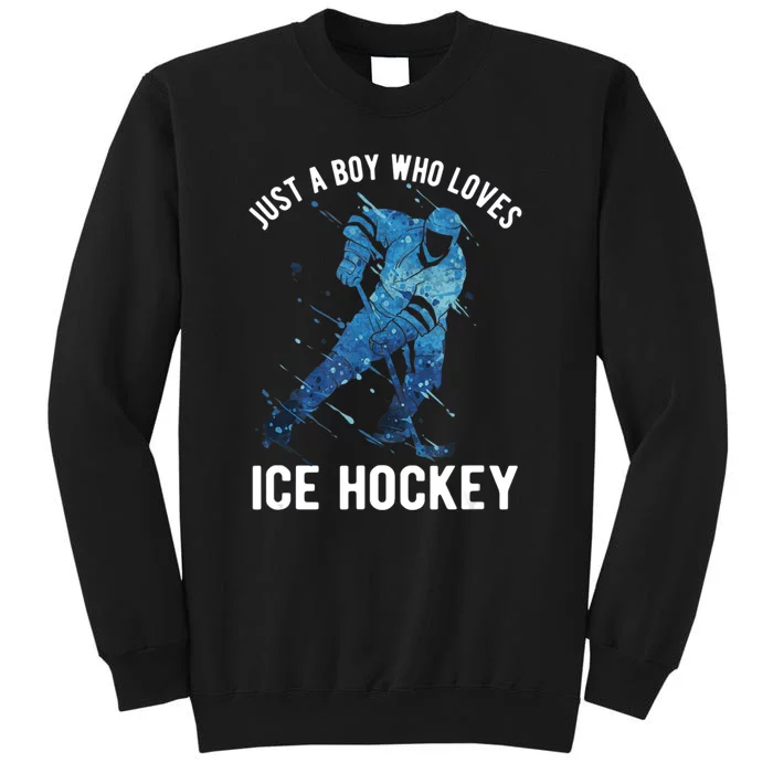 Just A_Boy Who Loves Ice Hockey Tall Sweatshirt