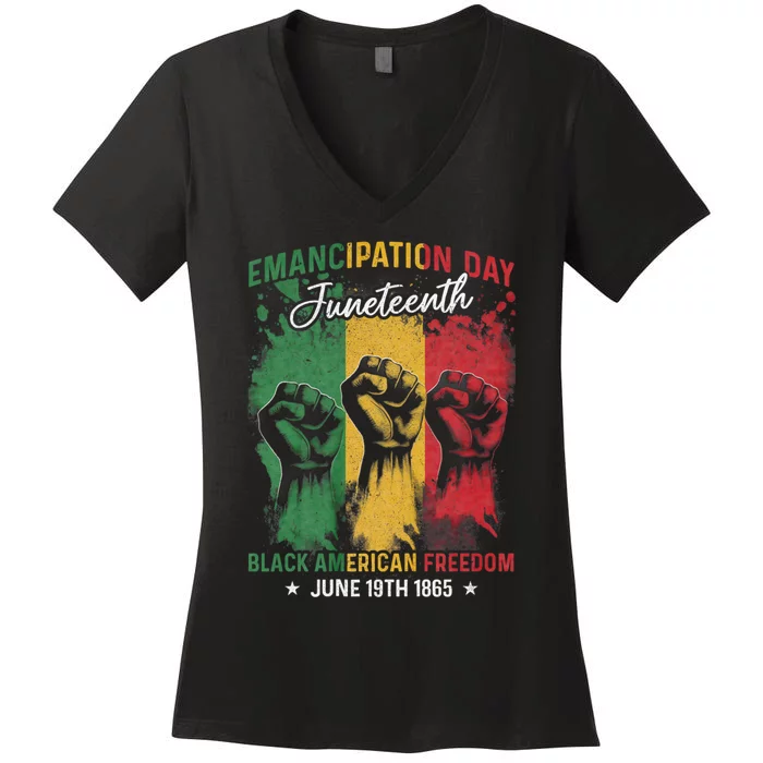 Juneteenth African Black American Freedom Day Women's V-Neck T-Shirt