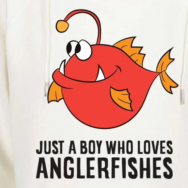 Just A Boy Who Loves Angler Fishes Womens Funnel Neck Pullover Hood