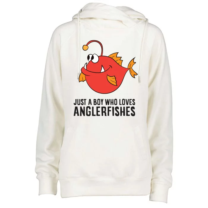 Just A Boy Who Loves Angler Fishes Womens Funnel Neck Pullover Hood