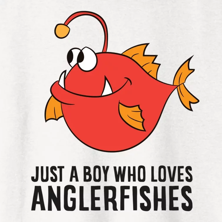 Just A Boy Who Loves Angler Fishes Women's Crop Top Tee