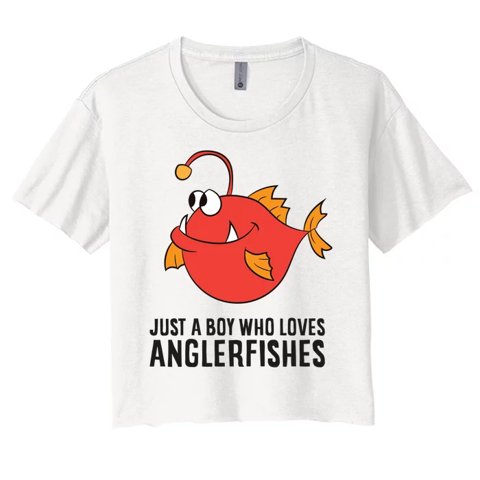 Just A Boy Who Loves Angler Fishes Women's Crop Top Tee