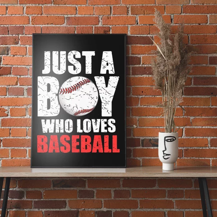 Just A Boy Who Loves Baseball Batter Catcher Pitcher Poster