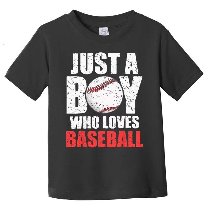 Just A Boy Who Loves Baseball Batter Catcher Pitcher Toddler T-Shirt