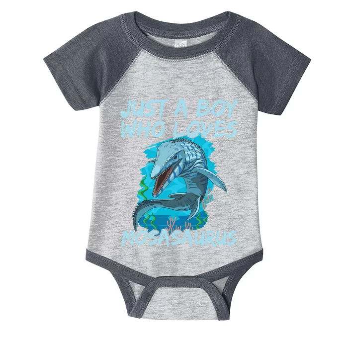 Just A Boy Who Loves Mosasaurus For A Mosasaurus Boy Infant Baby Jersey Bodysuit