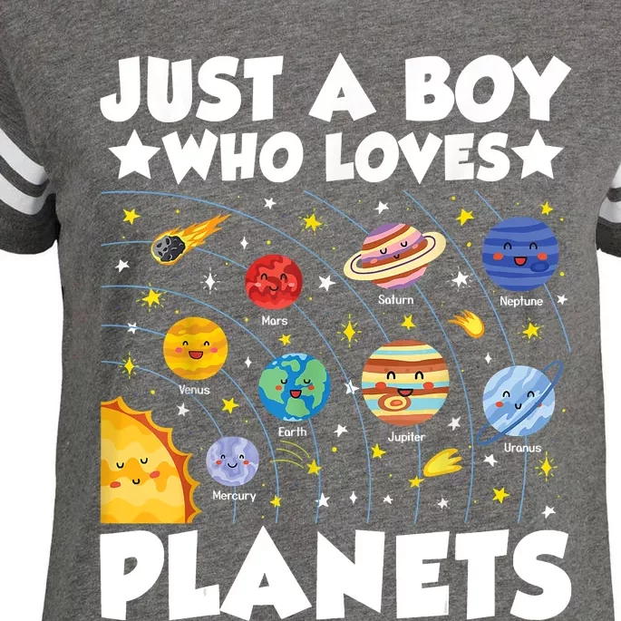 Just A Boy Who Loves Planets Solar System Space Science Geek Enza Ladies Jersey Football T-Shirt