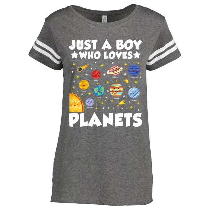 Just A Boy Who Loves Planets Solar System Space Science Geek Enza Ladies Jersey Football T-Shirt