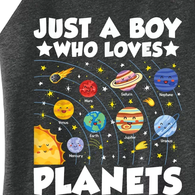 Just A Boy Who Loves Planets Solar System Space Science Geek Women’s Perfect Tri Rocker Tank