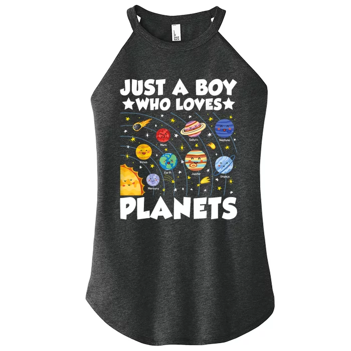 Just A Boy Who Loves Planets Solar System Space Science Geek Women’s Perfect Tri Rocker Tank