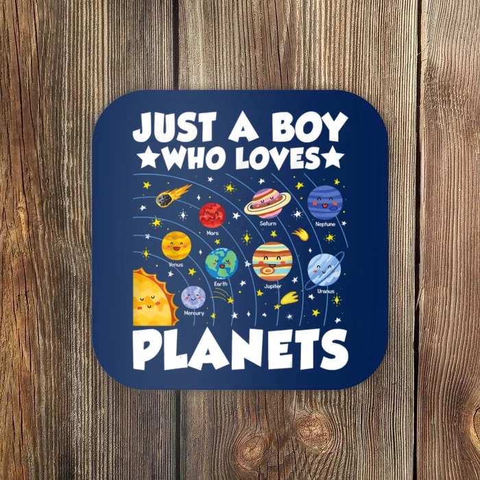 Just A Boy Who Loves Planets Solar System Space Science Geek Coaster