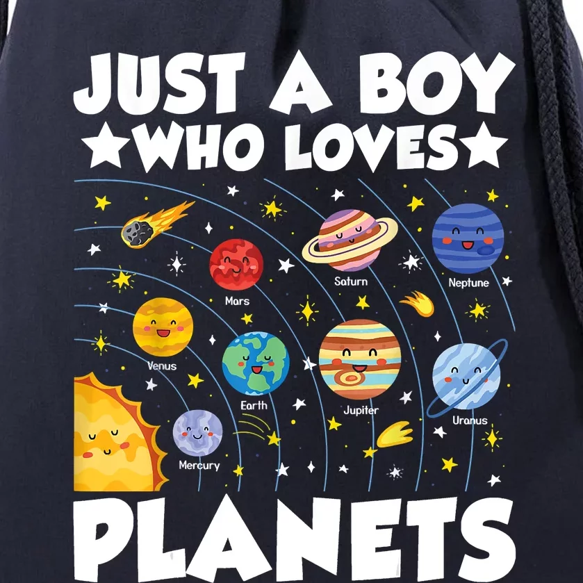 Just A Boy Who Loves Planets Solar System Space Science Geek Drawstring Bag