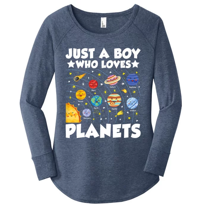 Just A Boy Who Loves Planets Solar System Space Science Geek Women's Perfect Tri Tunic Long Sleeve Shirt