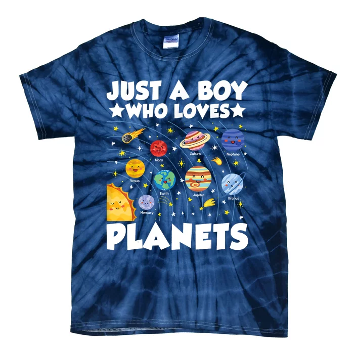 Just A Boy Who Loves Planets Solar System Space Science Geek Tie-Dye T-Shirt