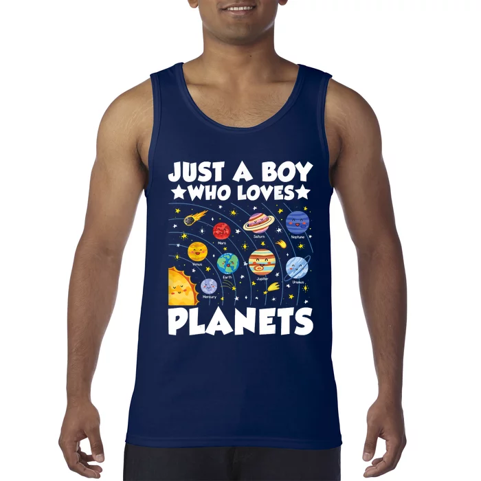 Just A Boy Who Loves Planets Solar System Space Science Geek Tank Top