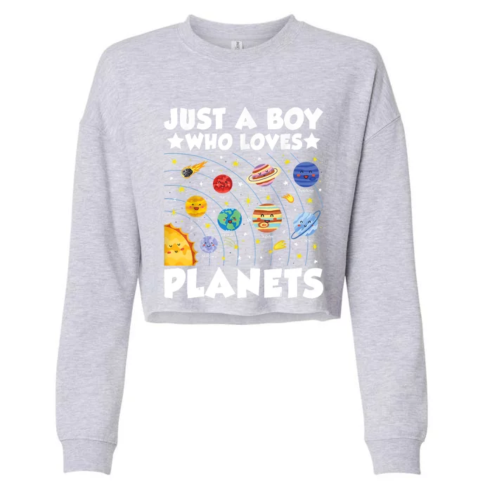 Just A Boy Who Loves Planets Solar System Space Science Geek Cropped Pullover Crew