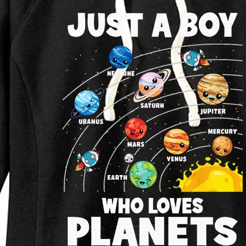 Just A Boy Who Loves Planets Solar System Astrology Space Women's Fleece Hoodie