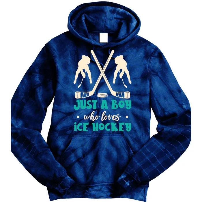 Just A Boy Who Loves Ice Hockey Ice Hockey Player Tie Dye Hoodie