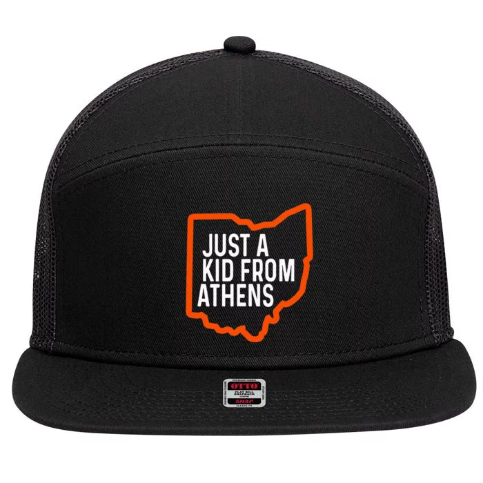 Just A Boy From Athens Ohio Cincinnati Burroh 7 Panel Mesh Trucker Snapback Hat