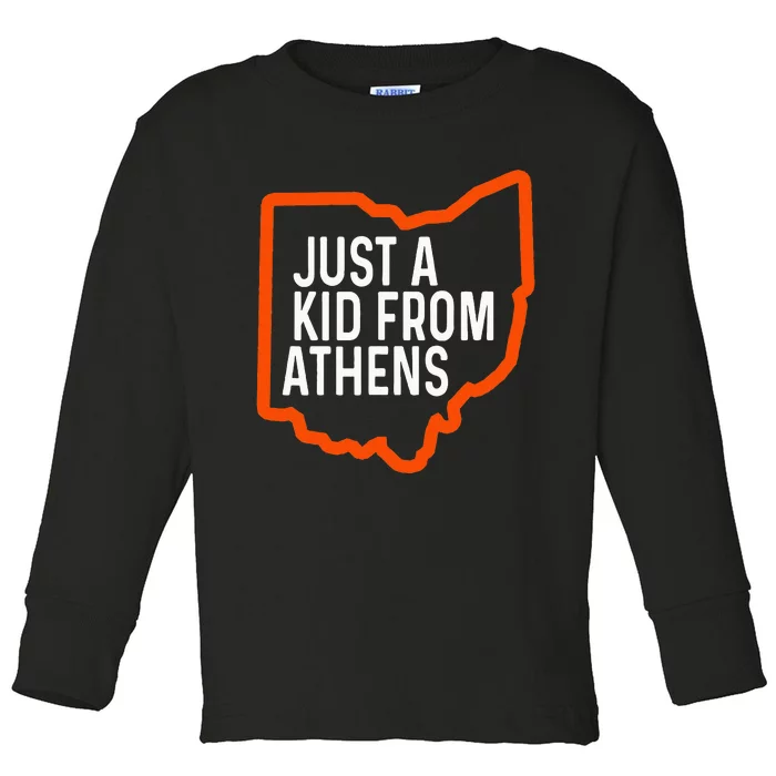 Just A Boy From Athens Ohio Cincinnati Burroh Toddler Long Sleeve Shirt