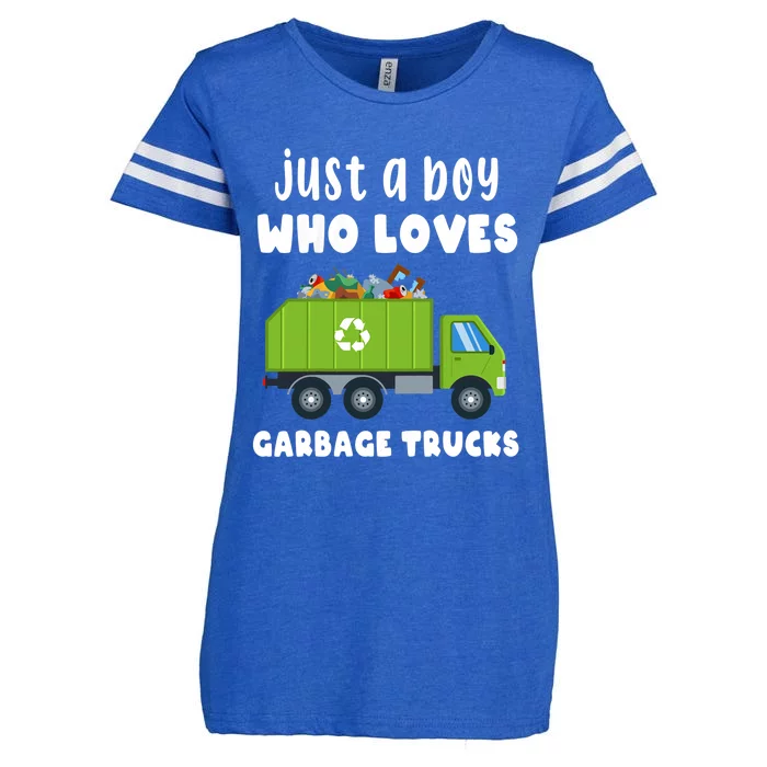 Just A Boy Who Loves Garbage Trucks Enza Ladies Jersey Football T-Shirt