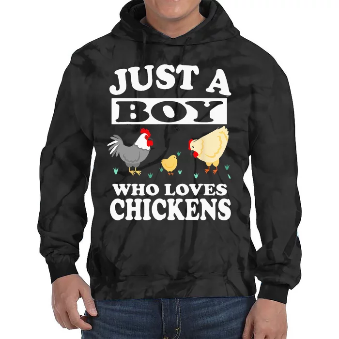 Just A Boy Who Loves Chickens Farm Chicken Gift Tie Dye Hoodie