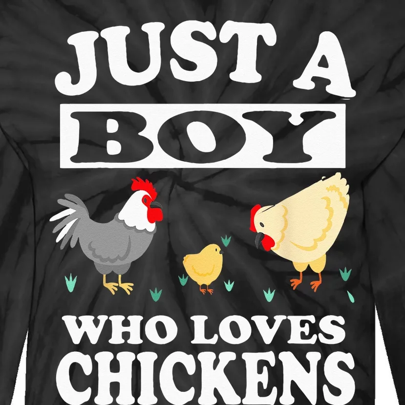 Just A Boy Who Loves Chickens Farm Chicken Gift Tie-Dye Long Sleeve Shirt