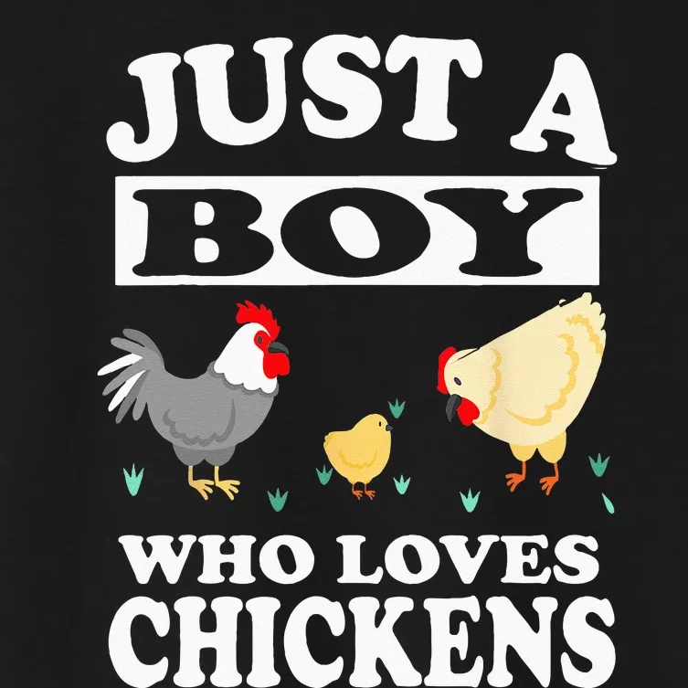 Just A Boy Who Loves Chickens Farm Chicken Gift Women's Crop Top Tee