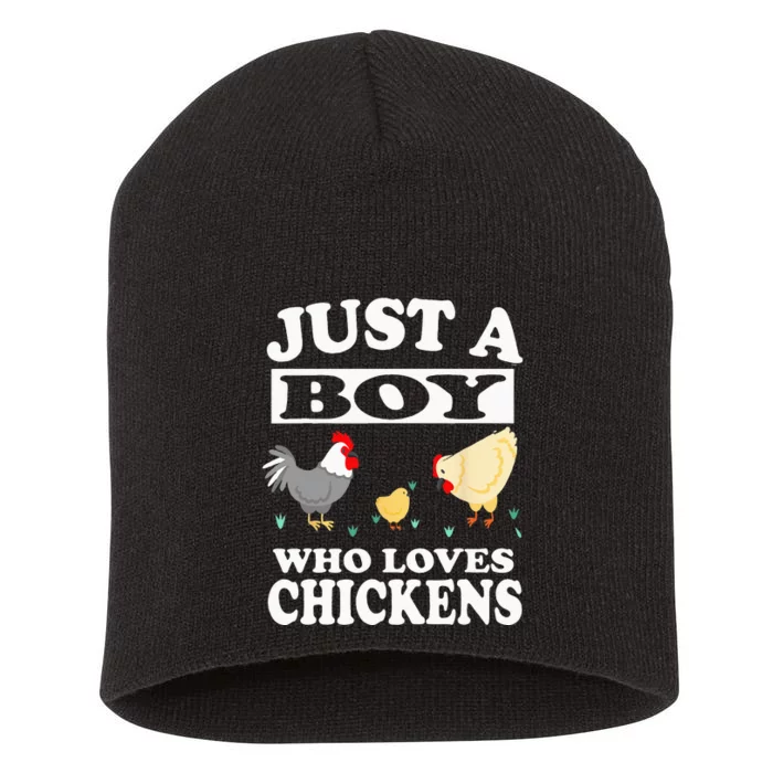 Just A Boy Who Loves Chickens Farm Chicken Gift Short Acrylic Beanie