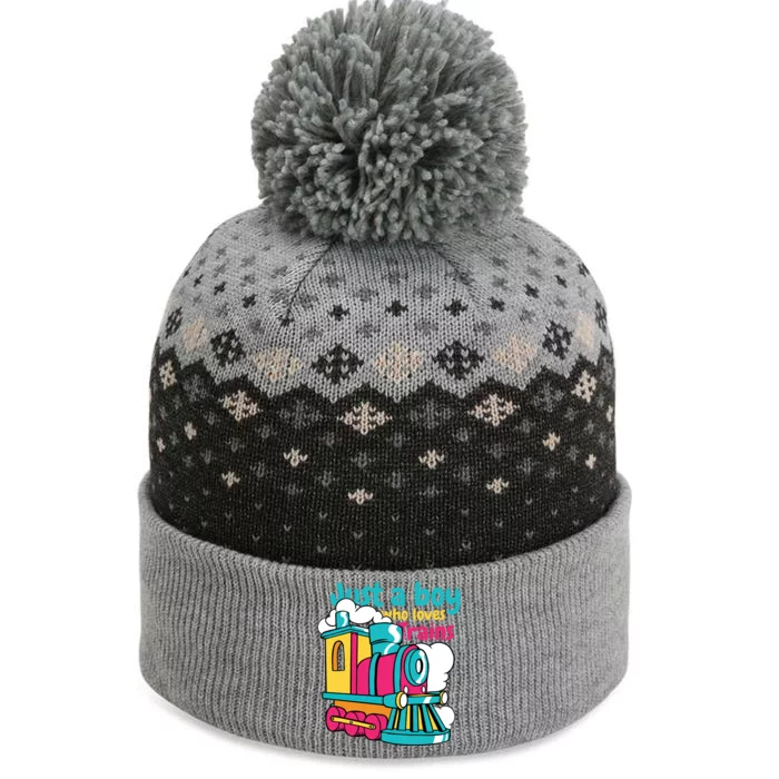 Just A Boy Who Loves Trains Cute The Baniff Cuffed Pom Beanie