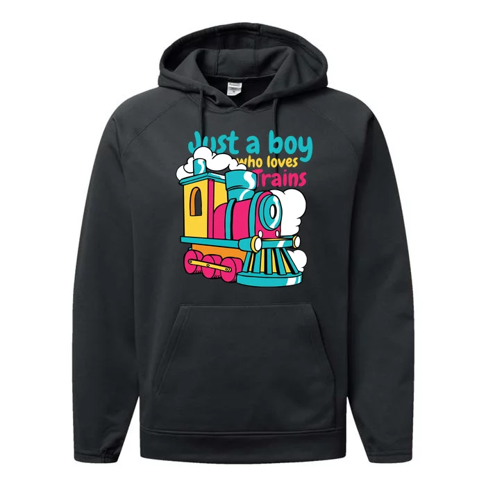 Just A Boy Who Loves Trains Cute Performance Fleece Hoodie