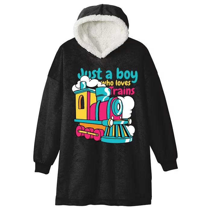 Just A Boy Who Loves Trains Cute Hooded Wearable Blanket