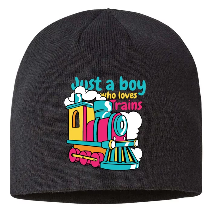 Just A Boy Who Loves Trains Cute 8 1/2in Sustainable Knit Beanie