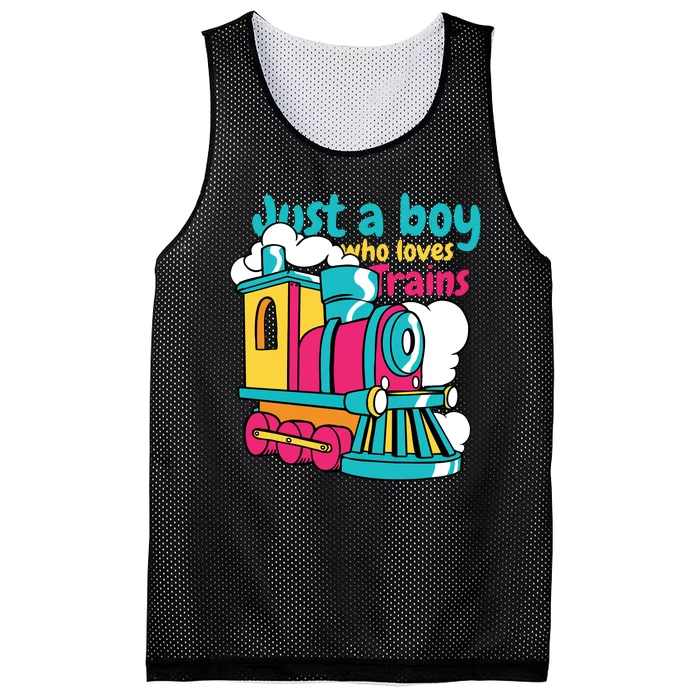 Just A Boy Who Loves Trains Cute Mesh Reversible Basketball Jersey Tank