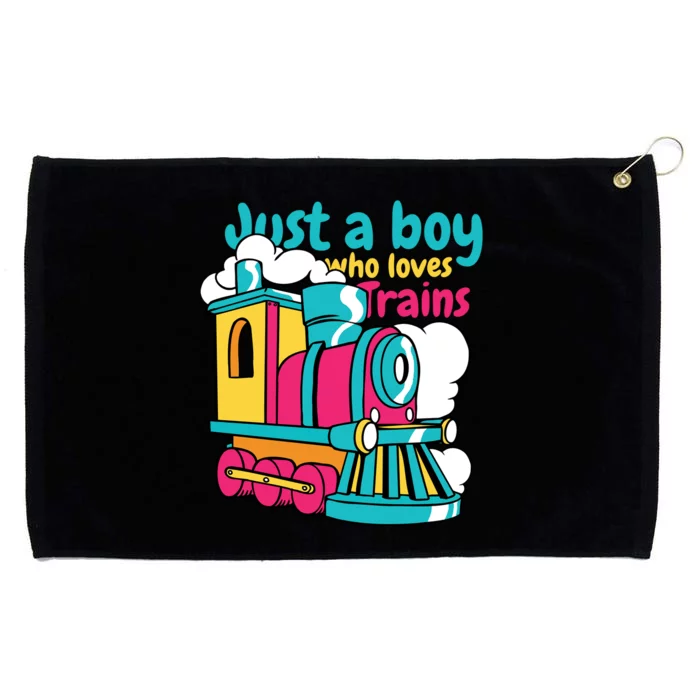 Just A Boy Who Loves Trains Cute Grommeted Golf Towel