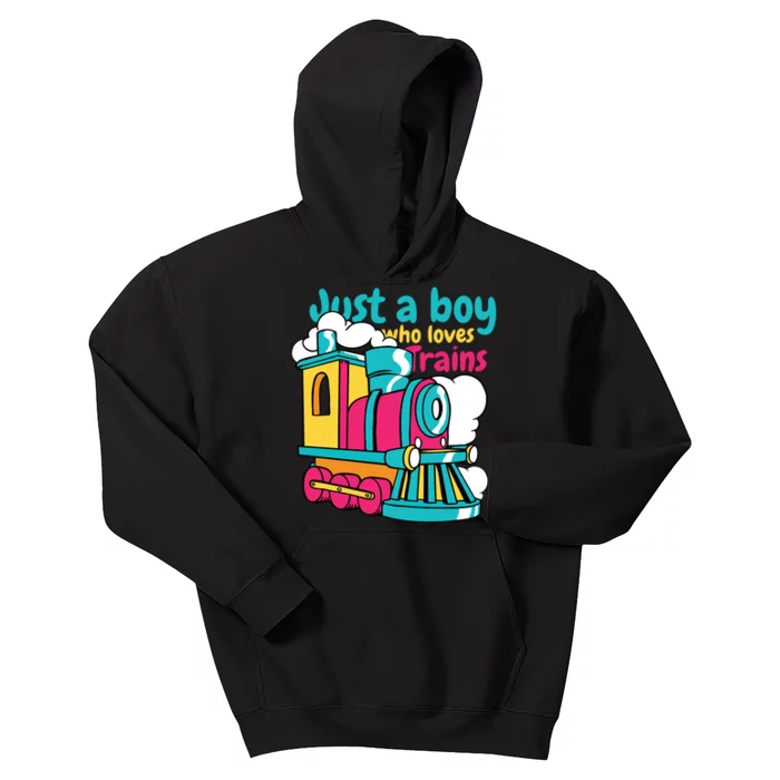 Just A Boy Who Loves Trains Cute Kids Hoodie