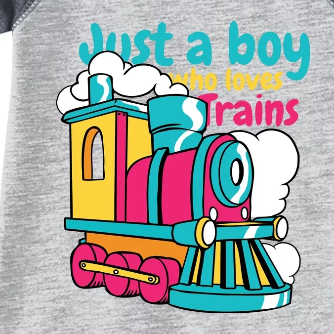 Just A Boy Who Loves Trains Cute Infant Baby Jersey Bodysuit