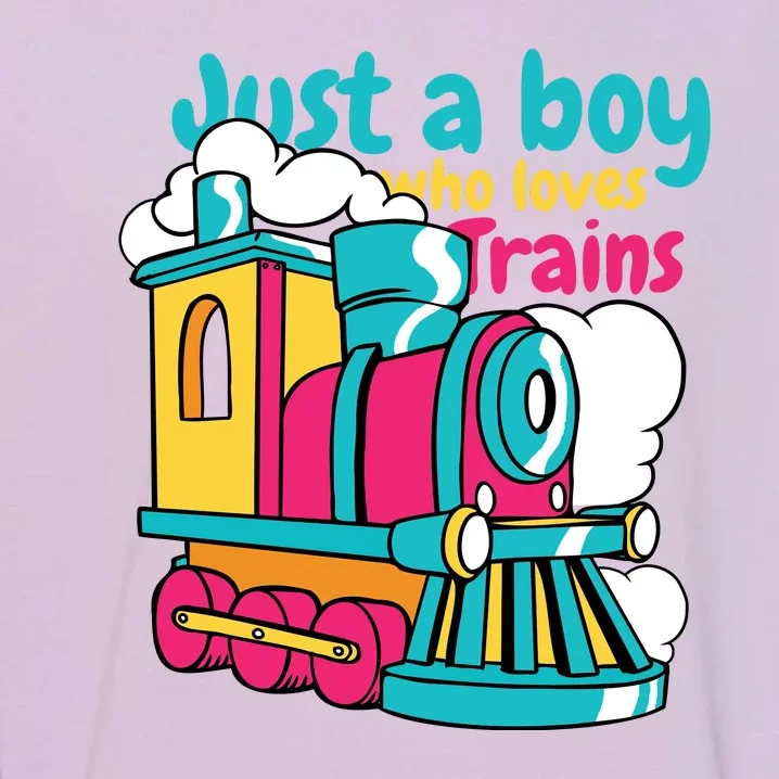 Just A Boy Who Loves Trains Cute Garment-Dyed Sweatshirt