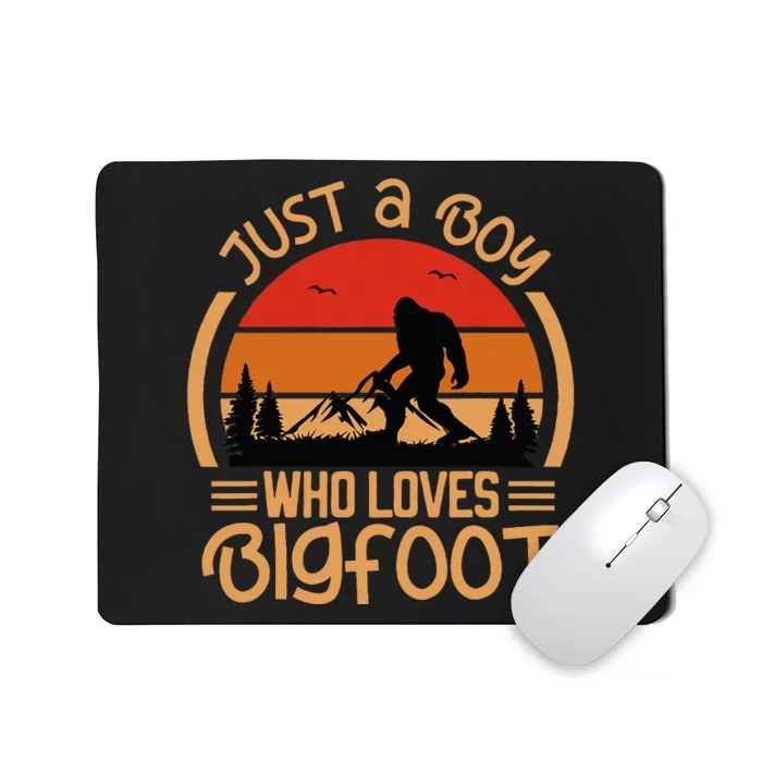 Just A Boy Who Loves Bigfoot Funny Sasquatch Mousepad